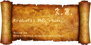 Kratofil Márton névjegykártya